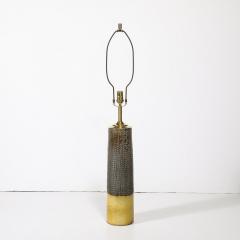 Mid Century Modernist Ceramic Table Lamp W Smoked Gold Glaze Umber Detailing - 4037835