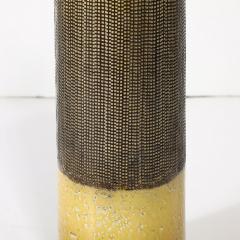 Mid Century Modernist Ceramic Table Lamp W Smoked Gold Glaze Umber Detailing - 4037852