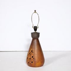 Mid Century Modernist Ceramic Table Lamp in Graphite and Red Iron Oxide Glaze - 3040374