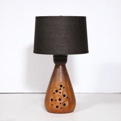 Mid Century Modernist Ceramic Table Lamp in Graphite and Red Iron Oxide Glaze - 3040376
