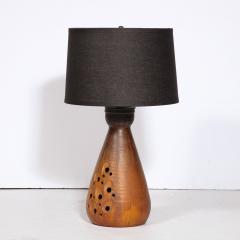 Mid Century Modernist Ceramic Table Lamp in Graphite and Red Iron Oxide Glaze - 3040377