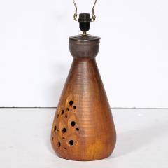 Mid Century Modernist Ceramic Table Lamp in Graphite and Red Iron Oxide Glaze - 3040409