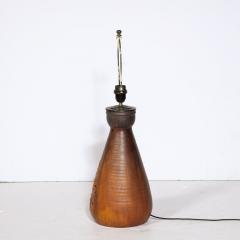 Mid Century Modernist Ceramic Table Lamp in Graphite and Red Iron Oxide Glaze - 3040422