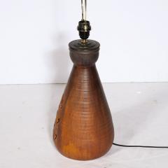 Mid Century Modernist Ceramic Table Lamp in Graphite and Red Iron Oxide Glaze - 3040423