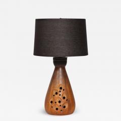 Mid Century Modernist Ceramic Table Lamp in Graphite and Red Iron Oxide Glaze - 3044667