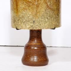 Mid Century Modernist Ceramic Table Lamp in Red Iron Oxide with Resin Shade - 3040330