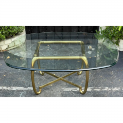 Mid Century Modernist Cocktail Brass Glass Cocktail Coffee Table - 2708222