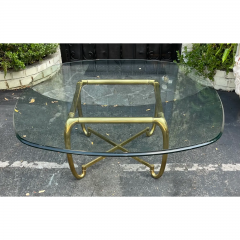 Mid Century Modernist Cocktail Brass Glass Cocktail Coffee Table - 2708225
