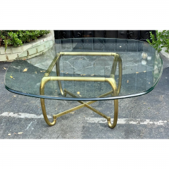 Mid Century Modernist Cocktail Brass Glass Cocktail Coffee Table - 2708242