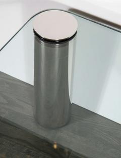 Mid Century Modernist Cocktail Table with Cylindrical Brushed Nickel Legs - 1507780