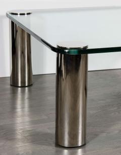 Mid Century Modernist Cocktail Table with Cylindrical Brushed Nickel Legs - 1507781