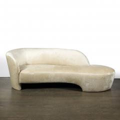 Mid Century Modernist Curved Sofa in Oyster Velvet Upholstery - 4566478