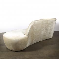 Mid Century Modernist Curved Sofa in Oyster Velvet Upholstery - 4566532