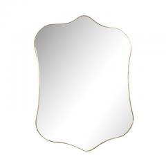 Mid Century Modernist Curvilinear Brass Wrapped Mirror - 3925982