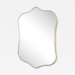 Mid Century Modernist Curvilinear Brass Wrapped Mirror - 3930868