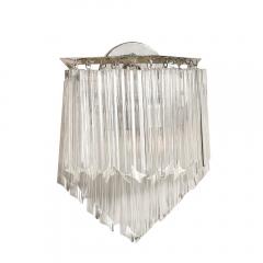 Mid Century Modernist Diamond Form Hand Blown Murano Quadretti Glass Sconces - 3751712