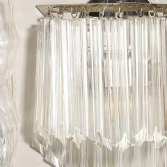 Mid Century Modernist Diamond Form Hand Blown Murano Quadretti Glass Sconces - 3751794