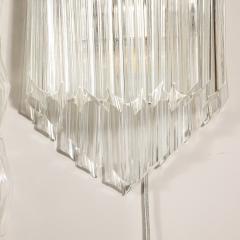 Mid Century Modernist Diamond Form Hand Blown Murano Quadretti Glass Sconces - 3751795
