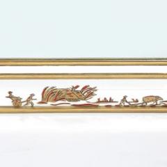 Mid Century Modernist Eglomise Giltwood Stylized Chinoiserie Bordered Mirror - 4490095