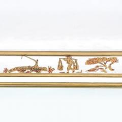 Mid Century Modernist Eglomise Giltwood Stylized Chinoiserie Bordered Mirror - 4490098