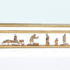Mid Century Modernist Eglomise Giltwood Stylized Chinoiserie Bordered Mirror - 4490099