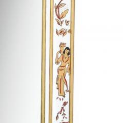 Mid Century Modernist Eglomise Giltwood Stylized Chinoiserie Bordered Mirror - 4490100