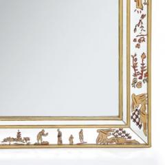 Mid Century Modernist Eglomise Giltwood Stylized Chinoiserie Bordered Mirror - 4490101