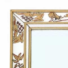Mid Century Modernist Eglomise Giltwood Stylized Chinoiserie Bordered Mirror - 4490102