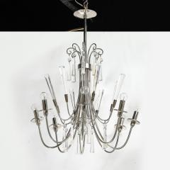 Mid Century Modernist Eight Arm Chandelier in Cut Crystal Polished Nickel - 4304055