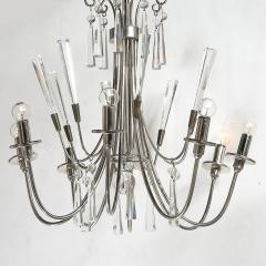 Mid Century Modernist Eight Arm Chandelier in Cut Crystal Polished Nickel - 4304062