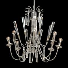 Mid Century Modernist Eight Arm Chandelier in Cut Crystal Polished Nickel - 4304065