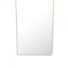 Mid Century Modernist Elongated Brass Wrapped Mirror with Curved Top Detailing - 4347458