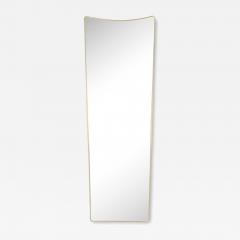 Mid Century Modernist Elongated Brass Wrapped Mirror with Curved Top Detailing - 4351383