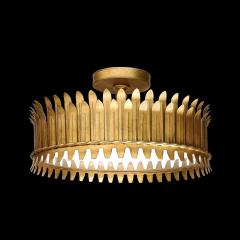 Mid Century Modernist Geometric Feather Form Brass Frosted Glass Flush Mount - 3553685