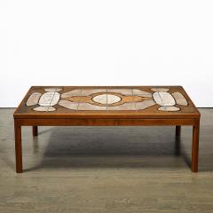 Mid Century Modernist Geometric Tile Inlay Teak Cocktail Table - 3801895