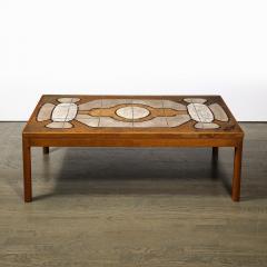 Mid Century Modernist Geometric Tile Inlay Teak Cocktail Table - 3801896