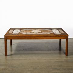 Mid Century Modernist Geometric Tile Inlay Teak Cocktail Table - 3801901