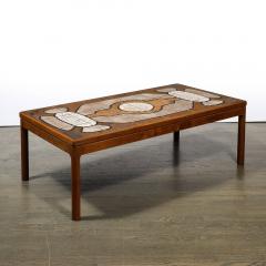 Mid Century Modernist Geometric Tile Inlay Teak Cocktail Table - 3801902