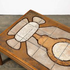 Mid Century Modernist Geometric Tile Inlay Teak Cocktail Table - 3801907