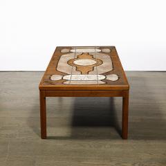Mid Century Modernist Geometric Tile Inlay Teak Cocktail Table - 3801908