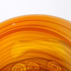 Mid Century Modernist Hand Blown Banded Citrine w Amber Ring Murano Glass Vase - 3600204