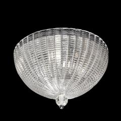 Mid Century Modernist Hand Blown Domed Translucent Murano Glass Flush Mount - 2809337
