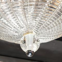 Mid Century Modernist Hand Blown Domed Translucent Murano Glass Flush Mount - 2809357