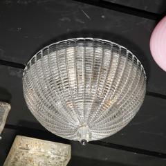 Mid Century Modernist Hand Blown Domed Translucent Murano Glass Flush Mount - 2809366