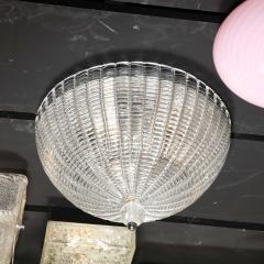 Mid Century Modernist Hand Blown Domed Translucent Murano Glass Flush Mount - 2809441