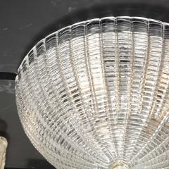 Mid Century Modernist Hand Blown Domed Translucent Murano Glass Flush Mount - 2809454