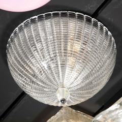 Mid Century Modernist Hand Blown Domed Translucent Murano Glass Flush Mount - 2809462