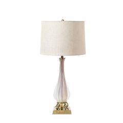 Mid Century Modernist Hand Blown Fluted Opalescent Murano Glass Table Lamps - 3898708