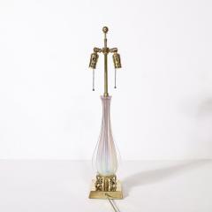 Mid Century Modernist Hand Blown Fluted Opalescent Murano Glass Table Lamps - 3898718