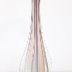 Mid Century Modernist Hand Blown Fluted Opalescent Murano Glass Table Lamps - 3898725
